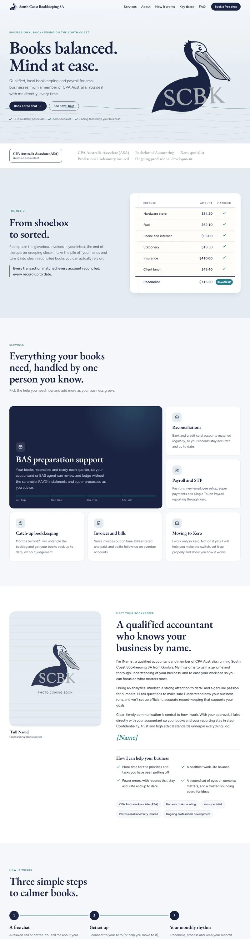 The South Coast Bookkeeping SA website